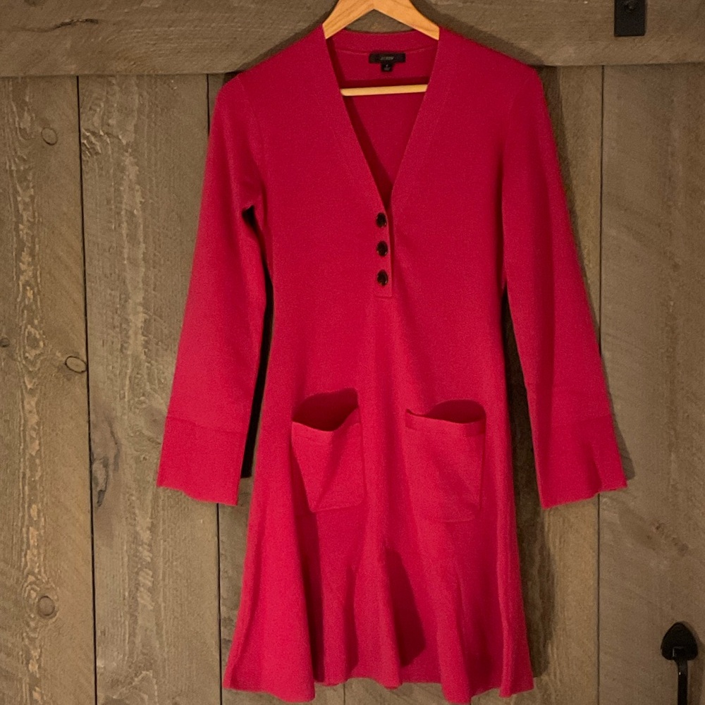 J. Crew Vibrant Fuchsia Long Sleeve Sweater Dress